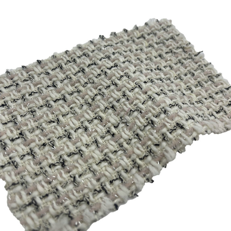 Bándearg Éadrom Seiceáil Fabraicí Faisean Tweed Miotalacha Le haghaidh Gúna 23523