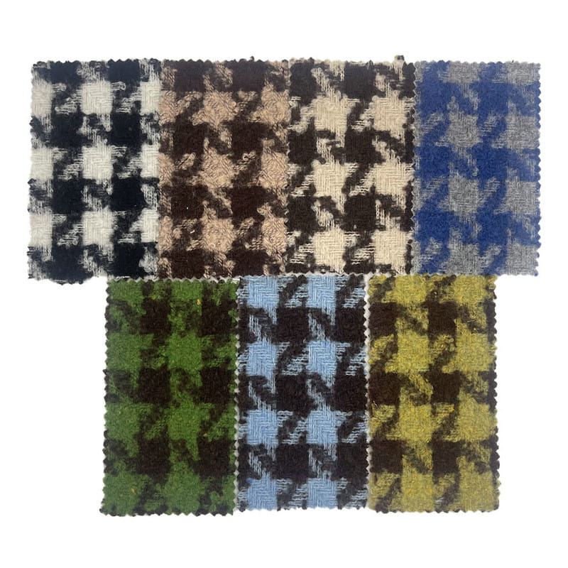 Scuab Teddy Houndstooth Olann Tiubh Jacquard Plataí Tweed Fabraicí 2882