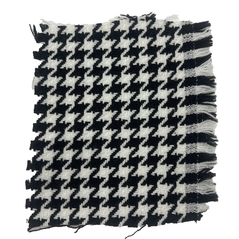Dubh Bán Aicrileach Miotalacha Houndstooth Jacquard Tweed Fabraicí Do Upholstery